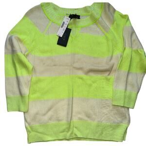 J.Crew Italian Cashmere Yellow & White Striped Sweater Small NWT